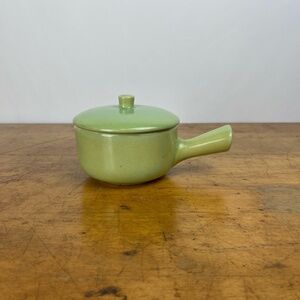 VTG La Solana Potteries Solana Ware Green Handled Individual Covered Casserole